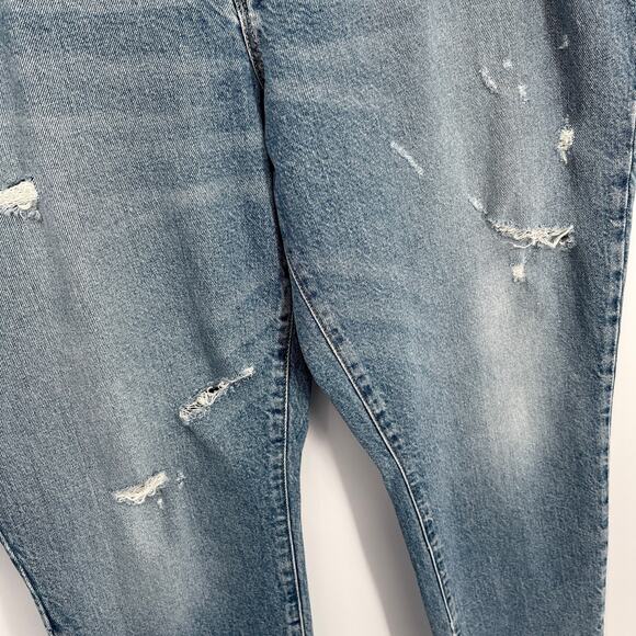 Good American Good Classic Distressed Straight Jeans NEW Sz 12/31 Stretch Blue - Picture 4 of 11